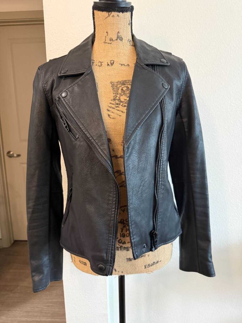 BLANKNYC Black Faux Leather Moto Biker Jacket S